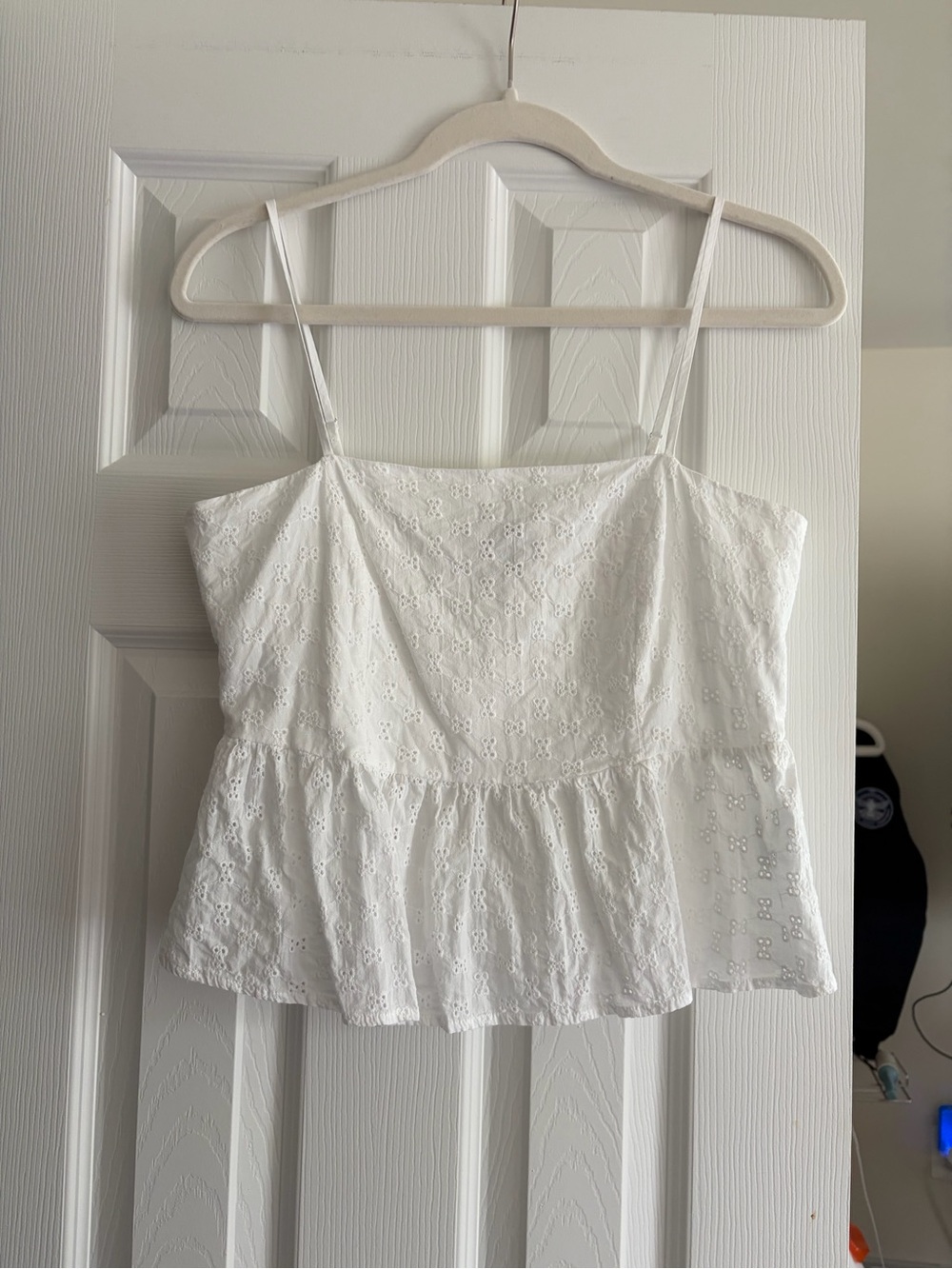 French Connection White Eyelet Peplum Cami